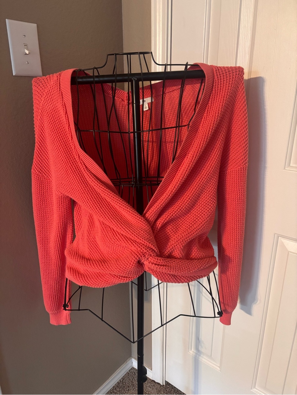 bp Coral Twist-Front Knit Sweater - Small
